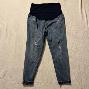 Blue Distressed Maternity Jeans